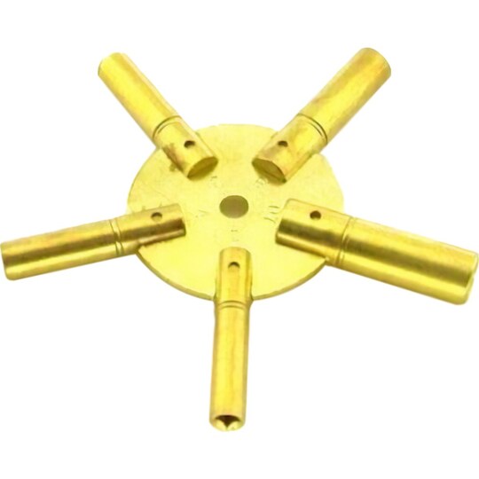 EVEN Number Universal Brass Clock Key for Winding Clocks 5 Prong *US SHIPPER*